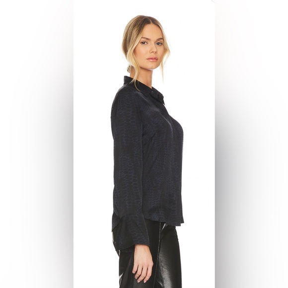 ANINE BING NEO SHIRT IN PYTHON PRINT Silk Button Down SIZE L - Picture 4 of 14